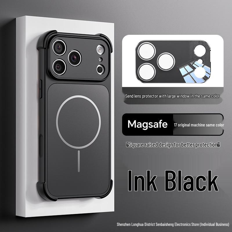 Magnetic iPhone 17 Pro Max Case with Square Airbag Anti-Fall & Integrated Lens Protector