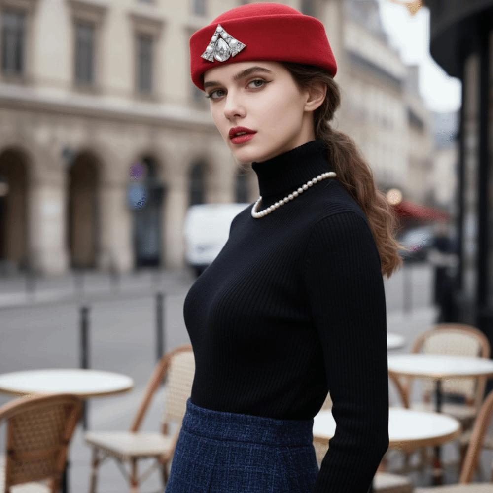 Pălărie Pillbox Culoare Solidă Stras Pâslă Beretă Pălărie Picătură Pălărie Topper Hurch Derby