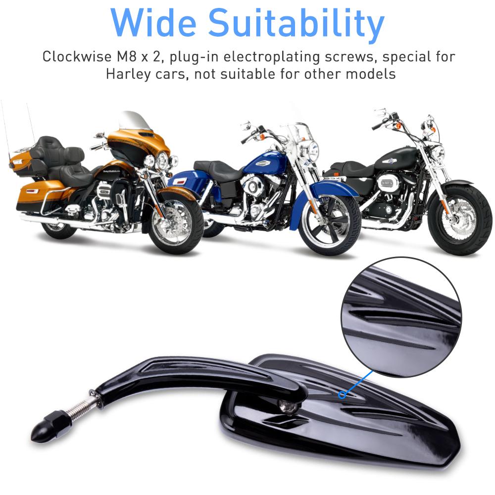 Motocyklová hořící chromová/černá boční zrcátka pro Harley Davidson Softail Standard FXST Glide Electra Road Custom Dyna