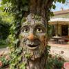 Tree Trunk Decoration Face Garden Statue Whimsical Man Hugger Eco-friendly Decor Sculpture for Outdoor Yard Planter Pot Wall Art