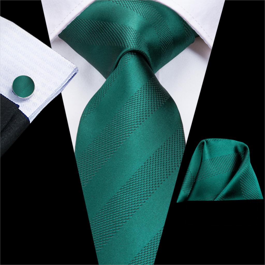 Hi-Tie Navy Blue Striped Silk Wedding Tie For Men Fashion Design Gift Men Necktie Hanky Cufflink Set Business Party Dropshiping