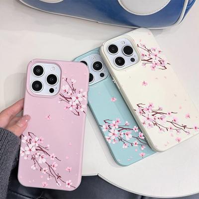 Rosa Pfirsichblüten Silikon Handyhülle Für IPhone 17 16 15 Plus 14 13 12 11 Pro Max 17 Air 16e Stoßfeste Rückabdeckung