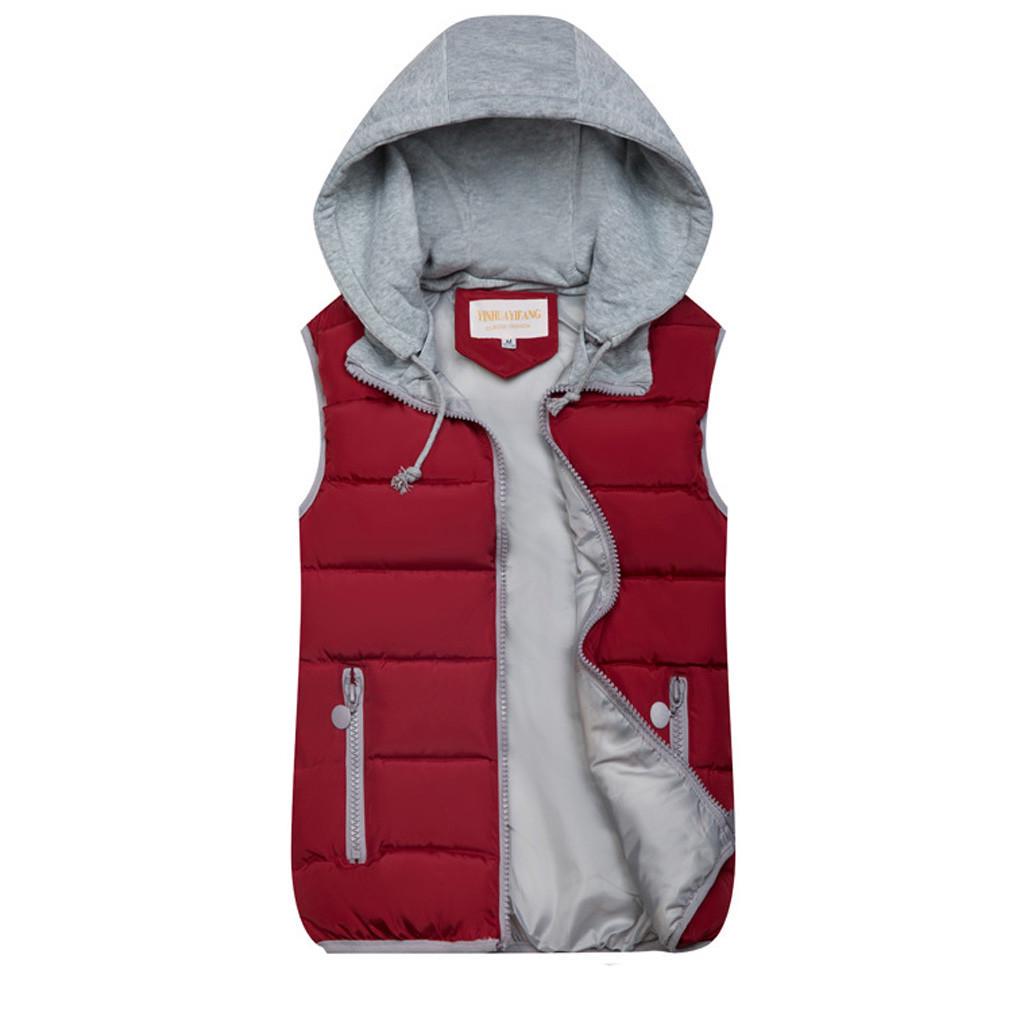 10 Colors Fashion Women Hooded Warm Cotton Padded Waistcoat Sleeveless Zipper Basic Coat