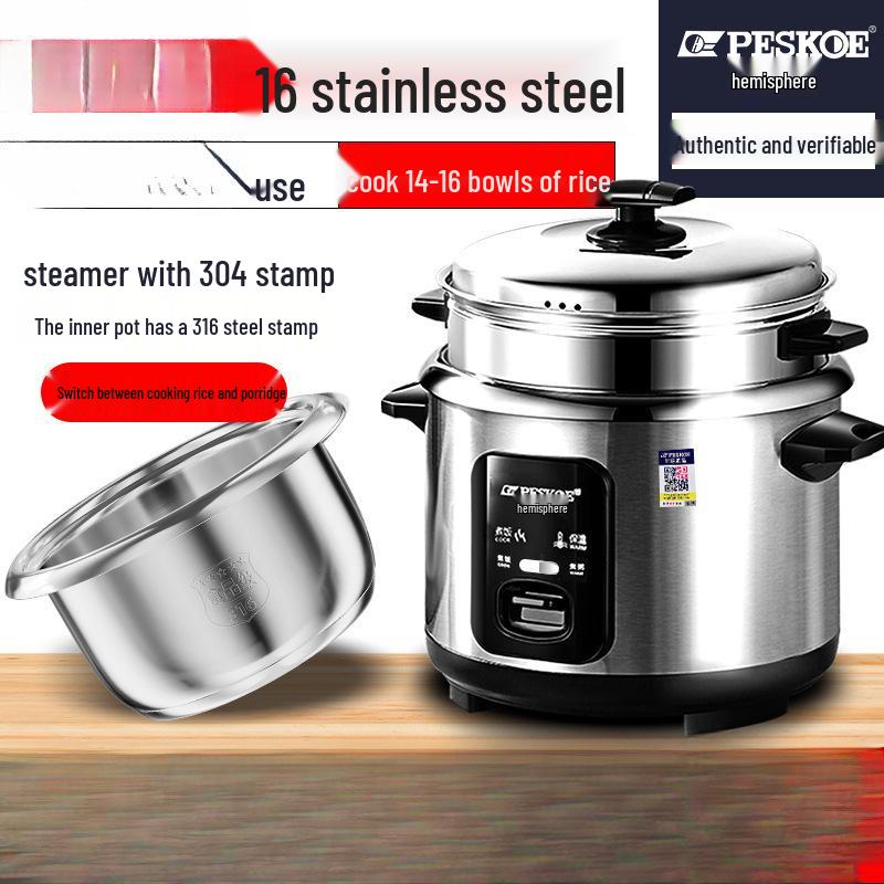 316 Stainless Steel Electric Rice Cooker, 5L Capacity, Ideal for 1-6 People - Cooks Porridge, Soup, and More