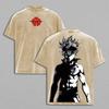 Black Clover Asta Graphic T-shirt Manga Print Vintage Washed Oversized T Shirt Men Women Clothing Cotton Short Sleeve Tee Top