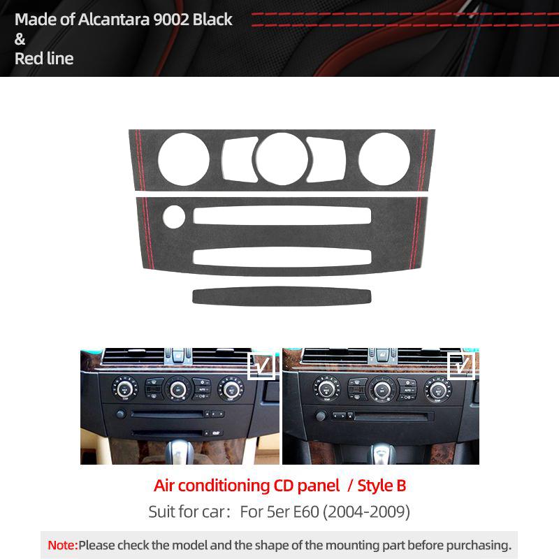 QTPC8 For BMW E60 Series 5 Made of Alcantara Car Interior Center Console CD Panel Trim Frame Performance Stickers Tuning Accessorie