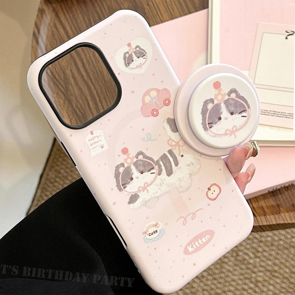 Cartoon Cute Kitten Magnetic Bracket Phone Case