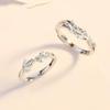 Customized Silver-Plated Linked Branch Couple Rings - Unique Christmas Gift for Girlfriend/Boyfriend