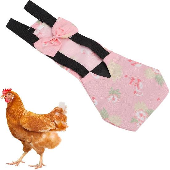 Chicken Diapers for Hens, Bantam Hens Diapers for Pet Ducks Pet Duck Supplies Goose Clothes Reble Washable Pet Diapers with Bow Tie Nylon Buckle for