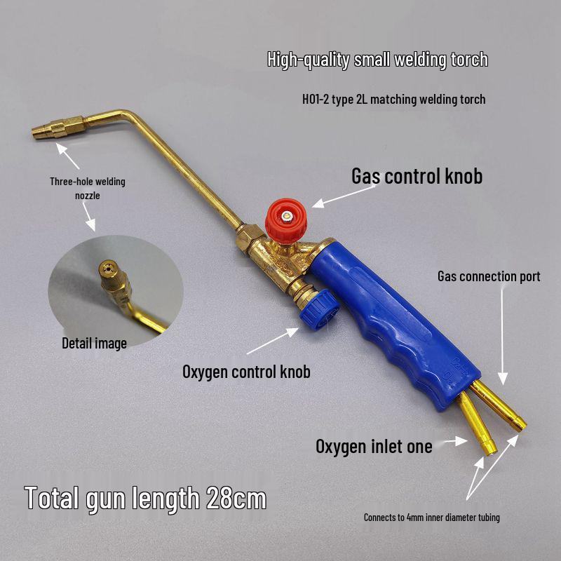 2L All-Copper Dual-Purpose Welding and Cutting Torch, Compatible with Butane, Small Nozzle, Includes Lighter.