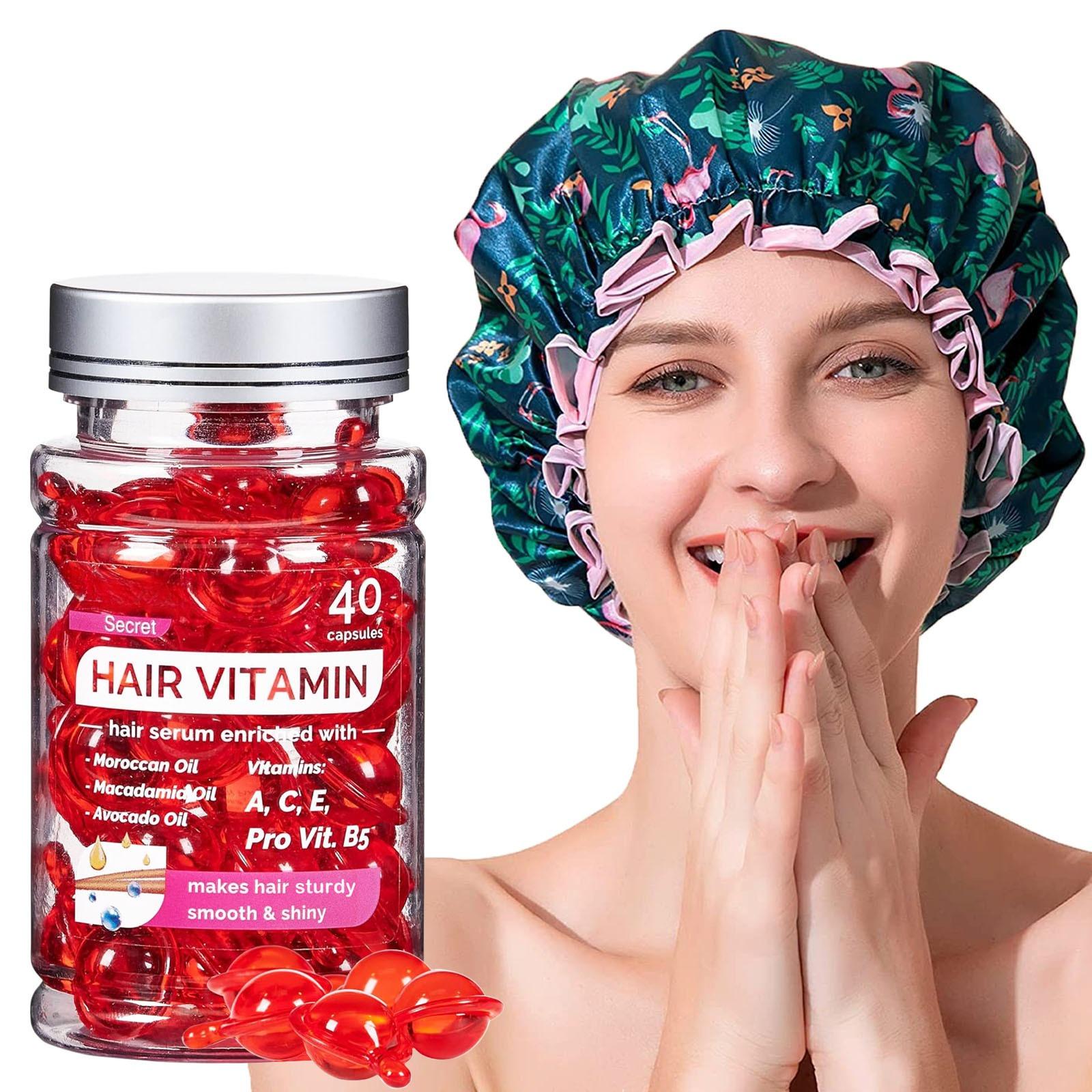 Hair Vitamin Serum Capsules Moroccan Oil Macadamia Avocado Oil No Wash Hair Care Anti Frizz Smooth Shine 40pcs 1pc