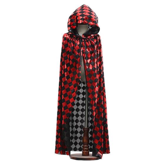 Halloween Cloak Long Hooded Cape with Blood Spider Web Print for Kids Adults Halloween Party Dress Up Accessory for Performance Cosplay Masquerade