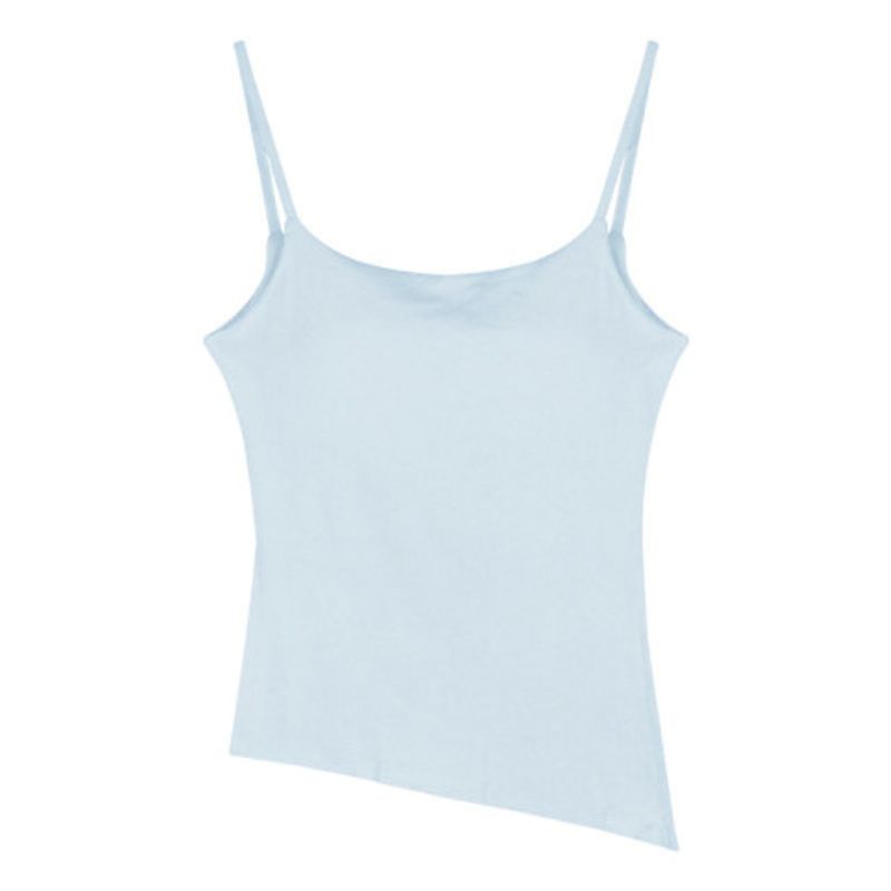 

Sports Cami Women Long Split on Both Sides Cover Hip With Chest Pad Yoga Top Professional Training Yoga Clothes Summer Blue S