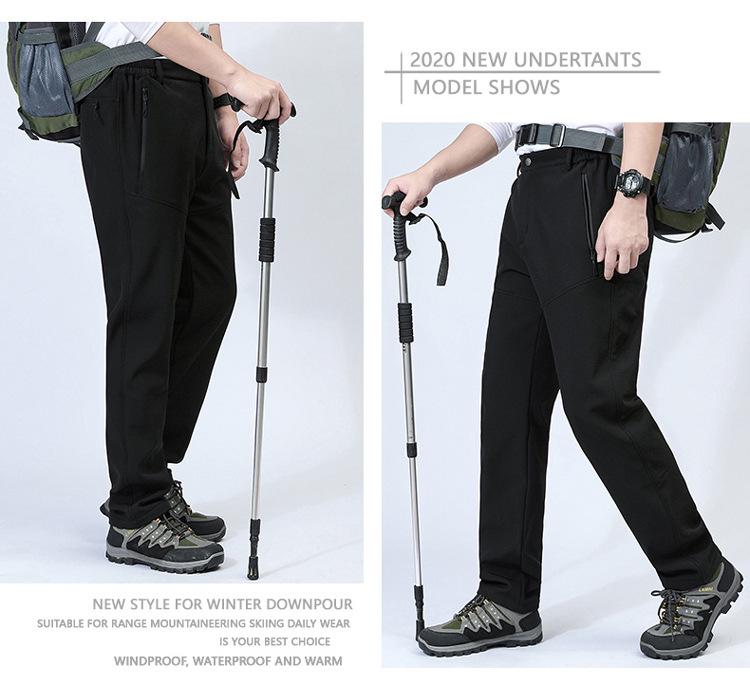 Men's Fleece-Lined Softshell Hiking Pants - Windproof, Warm, and Wear-Resistant for Outdoor Use