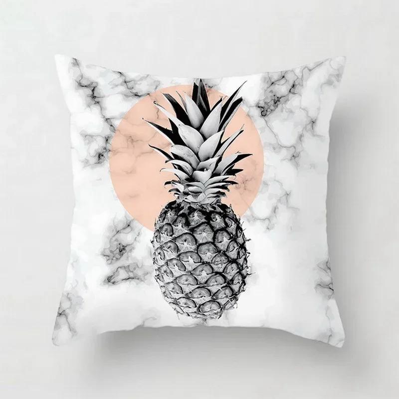 Pink Geometric Abstract Decorative Pillows Case Marble Pattern Flower Designer White and Black Grey Cheap Cushion Cover 45*45 Cm