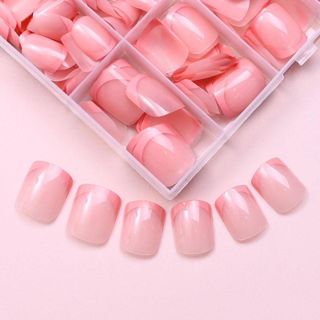 120-Piece Short Colored French False Nails - Removable Nail Art Set