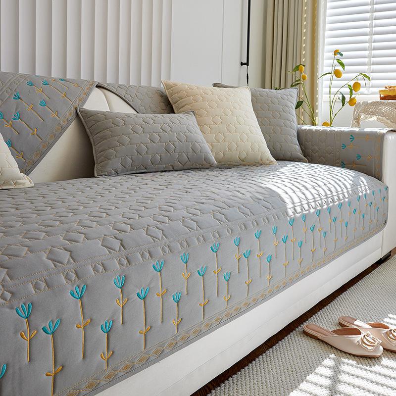 Cream Style Fabric Sofa Cushion Four Seasons Universal Non-Slip Seat Cushions Cover Cloth Washed Leather Sofa Cover