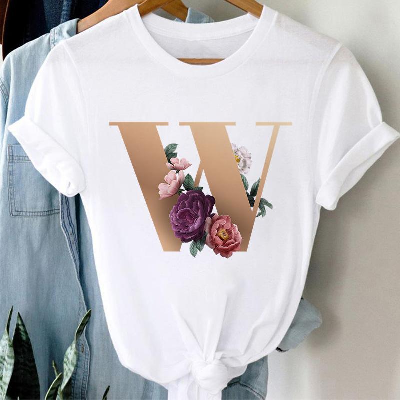 Woman Tshirts 26 Letter Customization T-Shirt Ladies Fashion Top Female Tees Casual T Shirt Summer Short Sleeve Femme