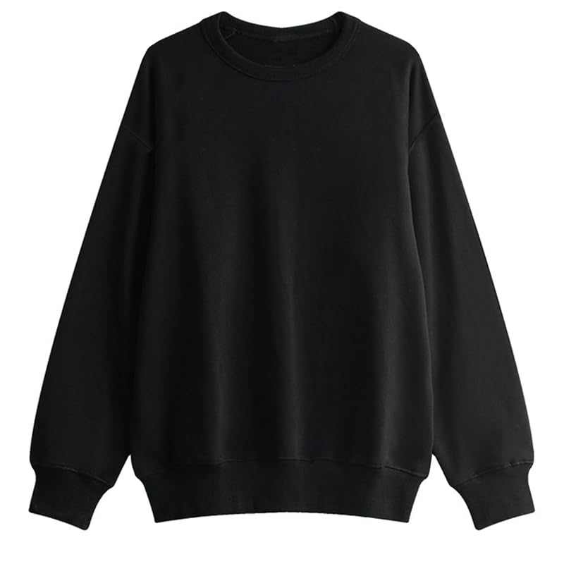 

[EASTEMPO] ladies trainer spring long sleeve Relaxing Plain color Fashionable casual cute large size (JP, alphabet, M, black)