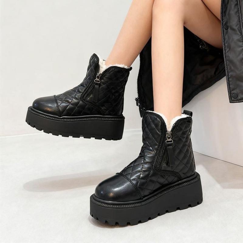 Thickened Cotton Shoes with Thick Soles for Height Increase and Warmth Retention