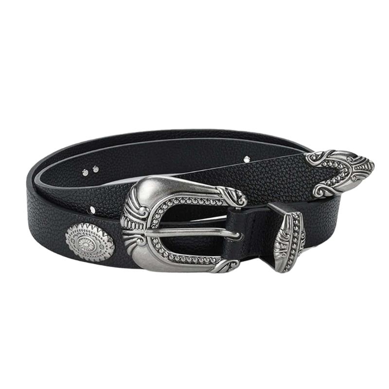 

PU Waist Belts with Alloy Carved Buckle Thin Adjustable Waist Belt Woman Girls Jeans Dresses Skirt Coat Waistband чёрный