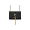 Ysl Kate Gold Logo Grainy Embossed Leather Tassel Chain Shoulder Bag Small Women Bags Black 474366-BOW0J-1000