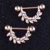 1Pc Women Rhinestone Inlaid Leaf Barbell Nipple Ring Body Piercing Jewelry Gift