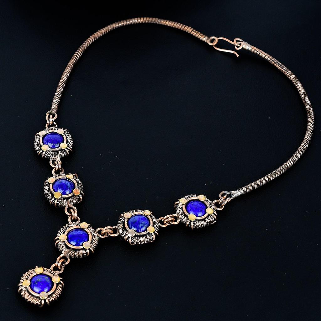 Blue Sapphire Necklace, 999 Copper Wire Wrapped Adjustable Chain Necklace. Gift For Women Handmade Necklace Gemstone Jewelry