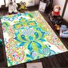 Floral Pattern Carpet with Vibrant Green Blue Red Design, Modern Style Suitable for Use As an Anti-slip for Living Room Bedroom Sofas