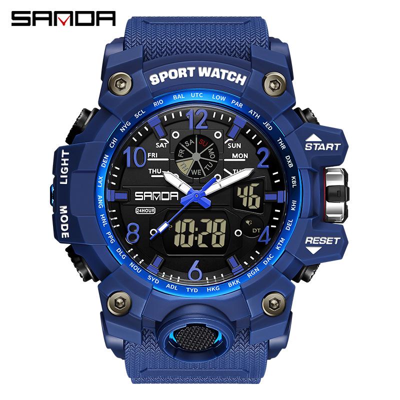 Sanda Youth Fashion Luminous Waterproof Shockproof Alarm Men's Watch