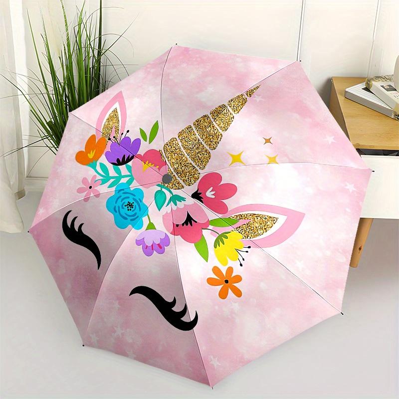 

1pc Unicorn Floral Face Umbrella with Plastic Handle,Suitable for All Seasons Home Travel Outdoor UmbrellaM1126