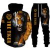 Pánské 3D mikiny s kapucí a teplákové soupravy Tiger Módní Cool Denní Pánské/Dámské Súprava mikiny s kapucí a kalhot Outdoorová Párty Streetwear Tepláková souprava Oblečení
