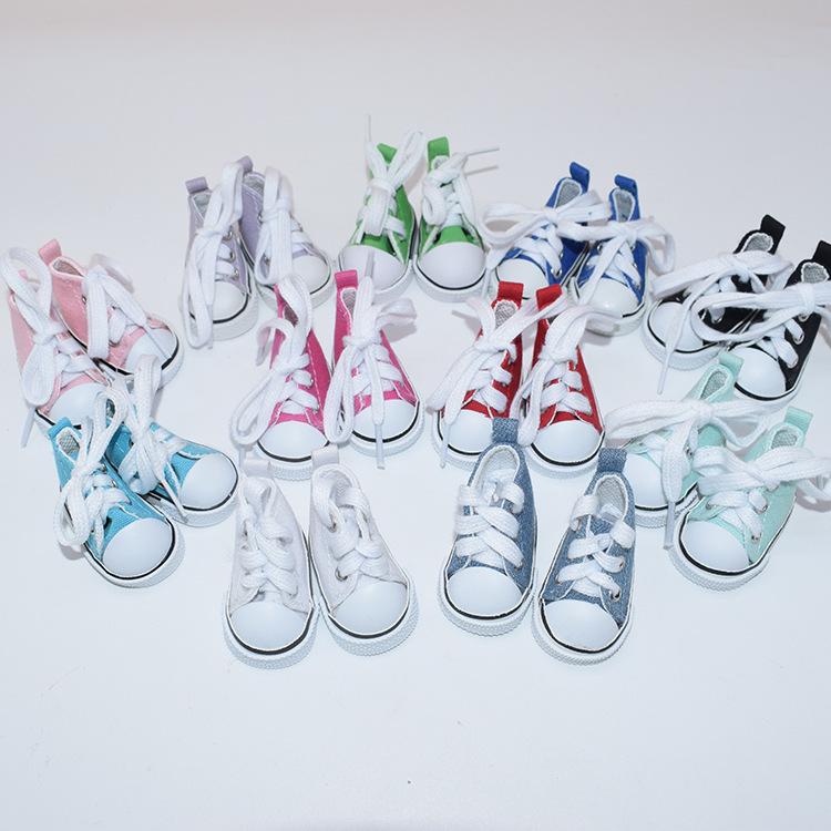 20CM Cotton Doll Shoes: 6 Points BJD Casual Mini Canvas Shoes, 5CM Size