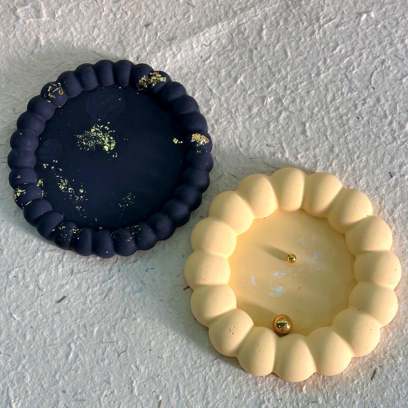 Round Bubble Coaster Silicone Molds For Diy Epoxy Jewelry Storage Tray, Plastic Tray Cement Cup Pad Injection Resin Mold