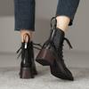 Fashion Booties Fur Autumn Winter Black With Laces Fashion 2025 Ankle Boots for Women New Rock In Footwear Pu Y2k Goth Woman Short Shoes