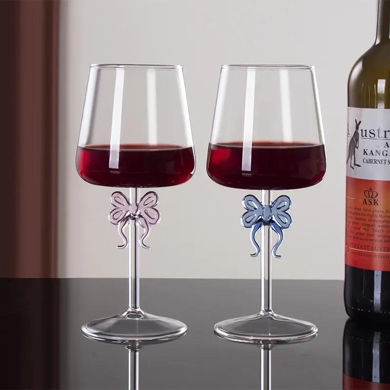 Bow Wine Glass Goble Tred Wine Glass Creative Internet Celebrity Bow Champagne Glass Home Wine