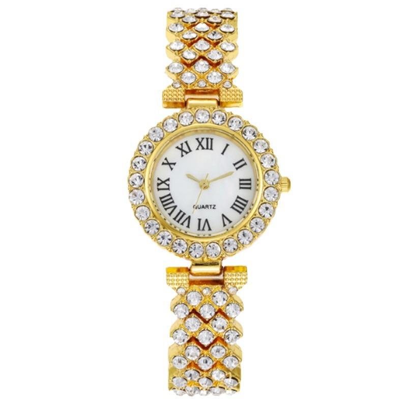 5Pcs/Set High Fashion Diamond-Encrusted Women'S Watch Small Fresh Retro Simple Watch Women'S Bracelet Set