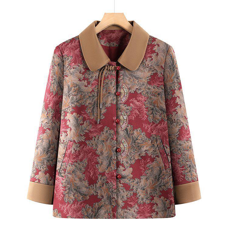 

2025 Grandma s Autumn Tang Suit Coat - Chinese Style for Middle-Aged Women 2XL (105-120 Jin) червоний