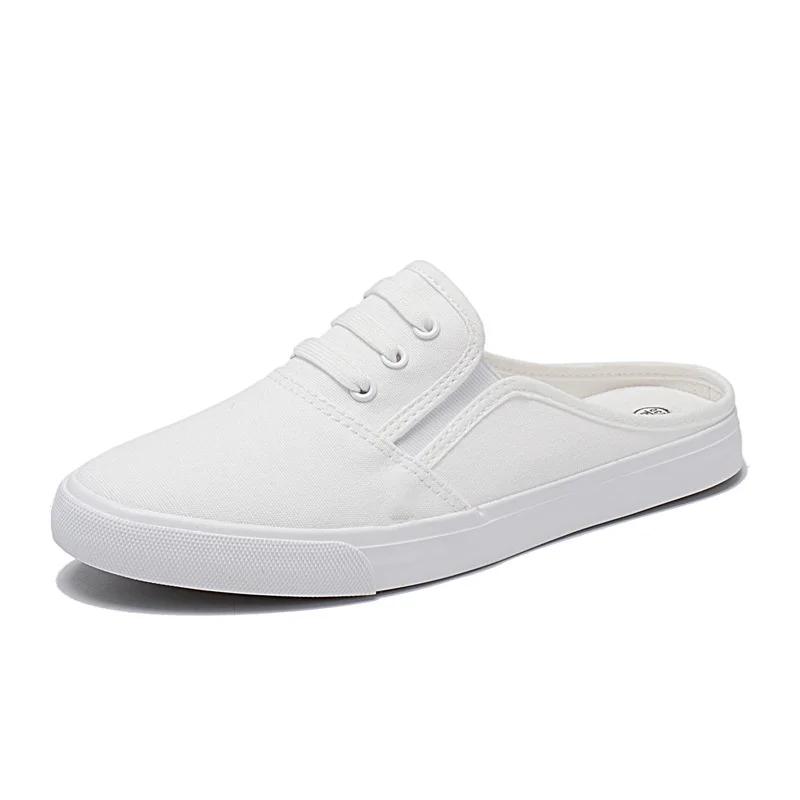Women's Shoes 2025 New In Half Canvas Slippers Korean Men's Breathable Summer White Casual Sandals Board Zapatillas De Mujer