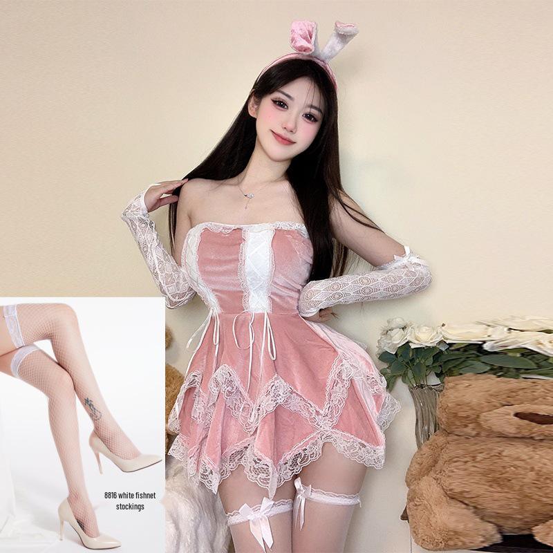 Red Christmas Cut-out Waist Temptation Pajamas - Sexy Couple Role-play Outfit