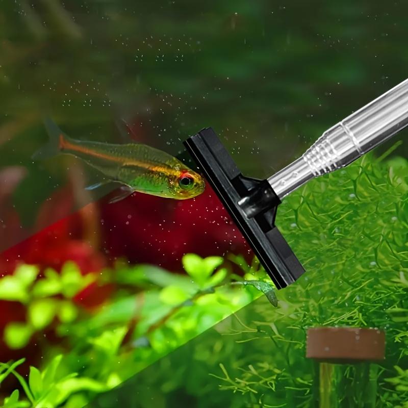 Extendable Aquarium Cleaning Brush Silicone Scraper Stainless Steel Telescopic Handle Multi-Purpose Tool for Algae Removal Glass