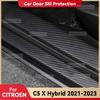 Autocollant de seuil de porte en fibre de carbone pour CITROEN C5 X Hybride 2021-2023 Pédale de seuil Anti-rayures Accessoires de décoration