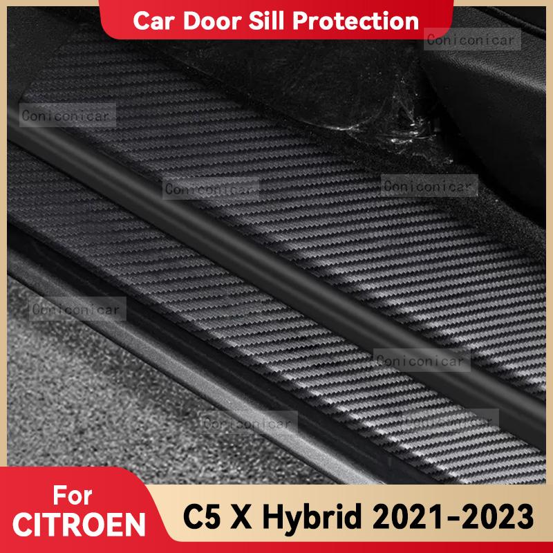 Auto Kohlefaser Türschwellen Aufkleber Für CITROEN C5 X Hybrid 2021-2023 Schwellenpedal Kratzschutz Dekorationszubehör