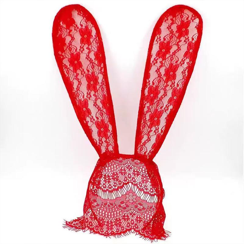 Veil Cat Rabbit Ear Hoop Sexy Lace Cat Ears Veil Headbands Black Hairbands Eye Mask Anime Cat Cosplay