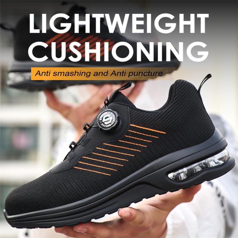 Mode Drehbarer Knopf Neue Sicherheitsarbeitsschuhe Herren Anti-Smash Anti-Puncture Unzerstörliche Sicherheits-Schutzstiefel für Herren
