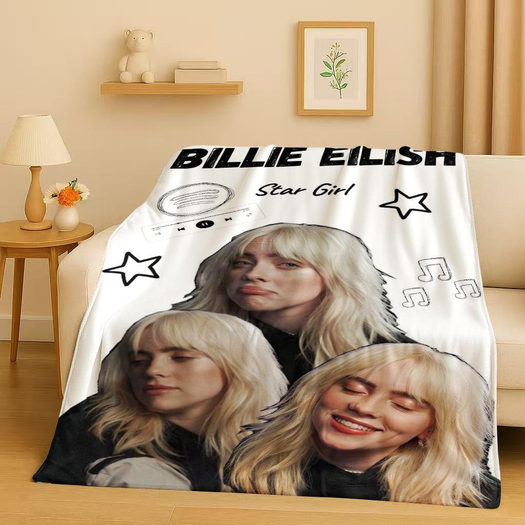 3D Billie Eilish Hit Me Hard and Soft Singer Flannel Blanket,Ultra Soft Warm Plush Throw for Home Bedroom Bed Sofa Cover Kids