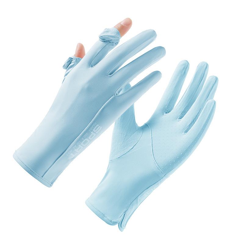 Sunscreen gloves women's UV protection spring and summer non-slip driving ice silk outdoor cycling thin original yarn sunscreen gloves