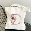 Canvas Bag Women's Travel and Leisure One Shoulder Handbag Pink Letter Large Capacity Gift White Canvas