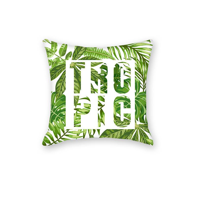 

Natural Style Green Leaves Rainforest Pillow Home Sofa Printed Letters Green Cushion Pillow Cover linen-45x45cm double-sided [without pillow core]