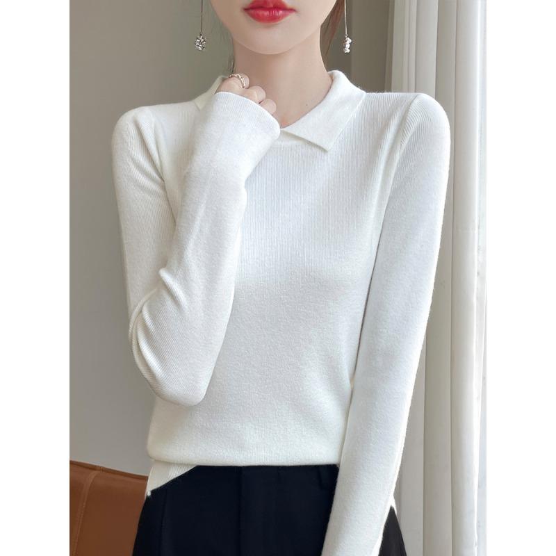 

Женский вязаный свитер с высоким воротником, топ, стиль 24, осень и зима, темпераментный пуловер, тонкий свитер с длинным рукавом для ношения под низ, источник XXL белый